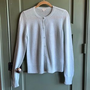 J Crew Aquamarine Button Up Cardigan Alpaca Wool Blend